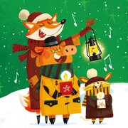 Illustration, auf der ein Fuchs, ein Schwein und eine Maus in winterliche Kleidung gehüllt mit Kerzen und Laterne ein weihnachtliches Lied singen | © SONNENTOR