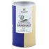 A picture of a big jumbo spice tin Ayurvedic magic salt. On it you can see a white spoon with many spices on it.